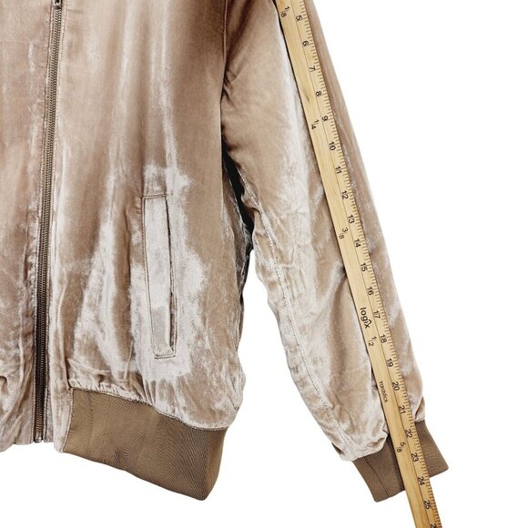 Madewell Women's Velvet Bomber Jacket Size Medium Viscose & Silk Blend Beige - Picture 13 of 13
